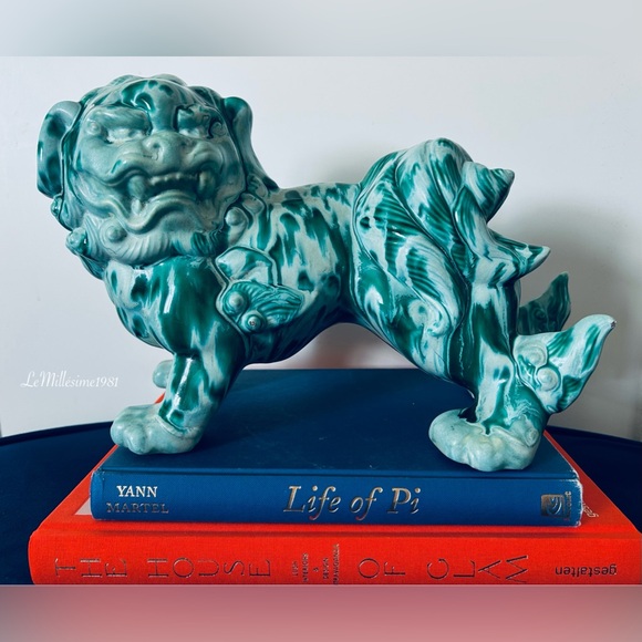 Vintage Marbled Blended Green White Foo Dog